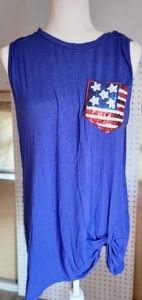 Luna size L womens patriotic sequins  ‎ tank top NWOT